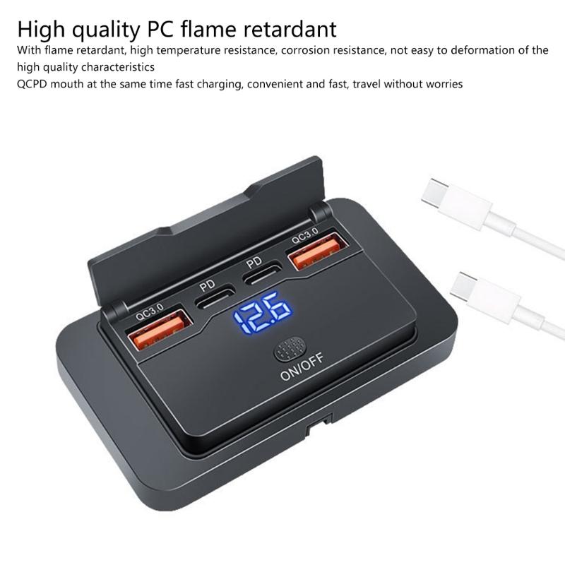 Doppelter PD3.0 & QC3.0 USB-Ladeanschluss mit Netzschalter 12V/24V Wasserdichte USB-Steckdose Einfach zu bedienen für Autos Boote Motorräder