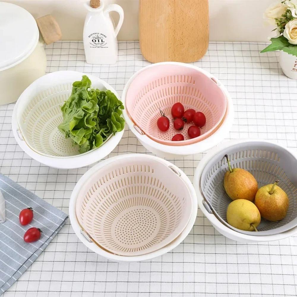 Kitchen Silicone Double-drainage Basket, Dish Cleaning Storage Basket, Filter for Bowls, Draining Dish, Vegetable Cleaning Strai
