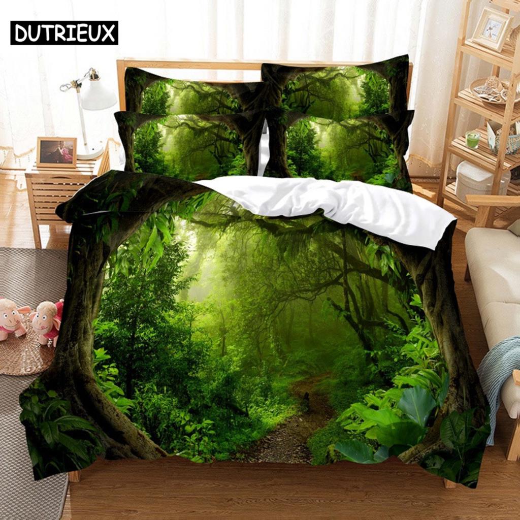 3D Digital Printed Snow Tree Bedding, Stylish Queen Size Duvet Cover Set