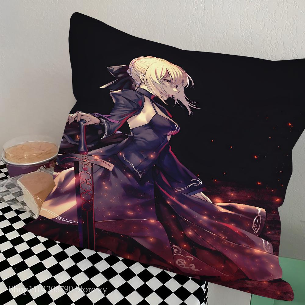Anime Fate Zero Stay Night Saber Pillow Case Square Pillow Bedroom Sofa Leisure Comfort Cushion Car Living Room Home Decoration