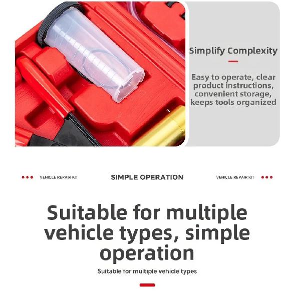 Portable Brake Bleeder Kit Durable Aluminum 2 In 1 Brake Fluid Drain Kit Manual With Gauge Vacuum Pistol Pump Tester