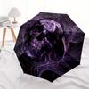 Purple Skull Art Print: Abstract Gothic Design for Umbrella, Portable 3-Fold Umbrella for Men & Women,Christmas Gift ES223