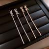 Long zircon letter fringed earrings temperament versatile stud earrings earrings women