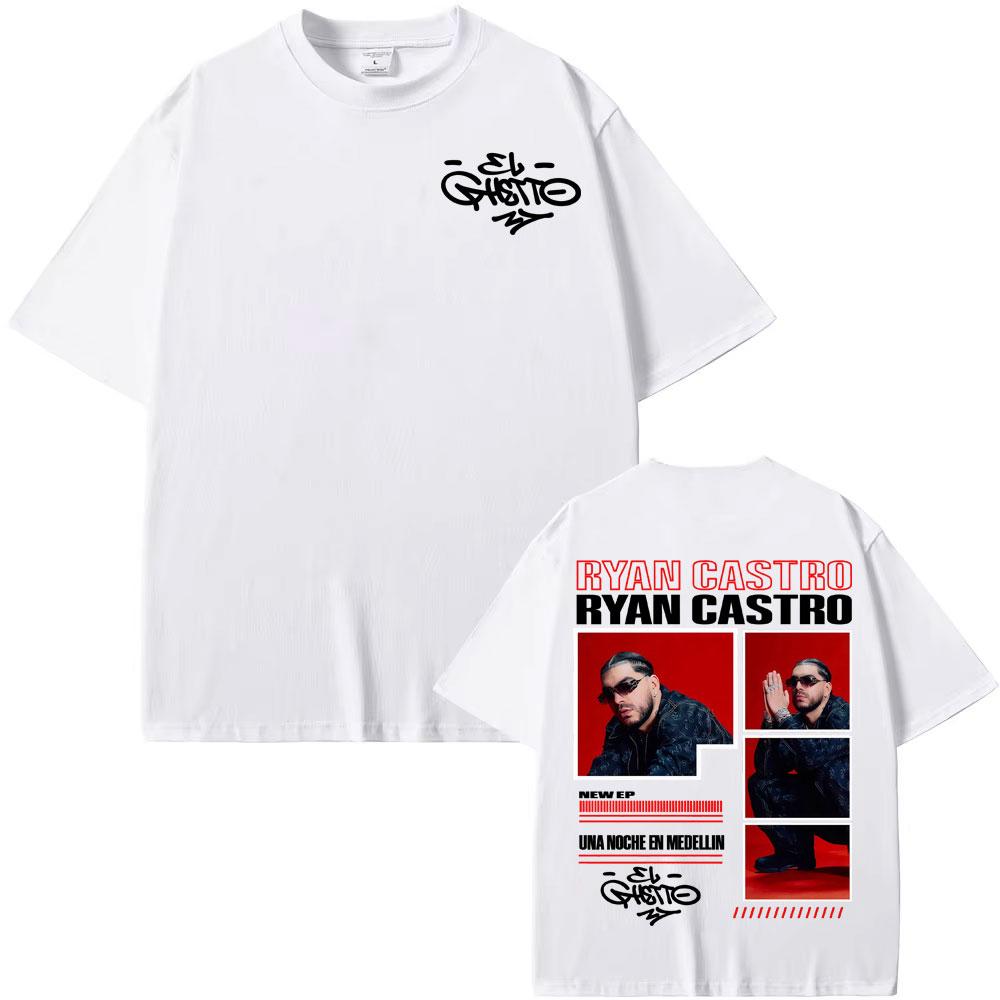 Rapper Ryan Castro Album Tour 2025 Cover Men's T-Shirt, Harajuku Hip Hop Street T-Shirt Cotton Casual Loose Short Sleeves