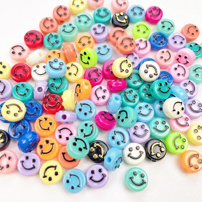 200pcs Mix Letter Acrylic Beads Round Flat Alphabet Spacer Bead and elastic cord For Jewelry Make Handmade Diy Bracelet Necklace