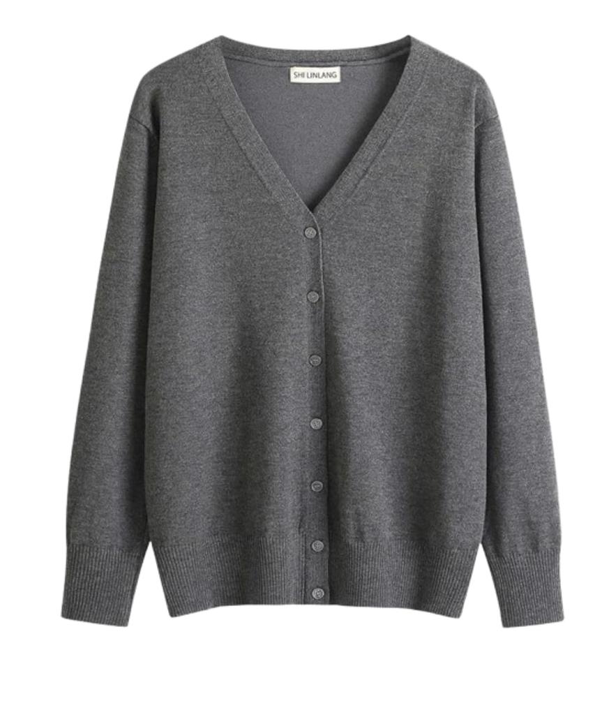 Riaminy Office Simple Solid Long Comfortable Dark Women's Cardigan, Knit, Sweater, Spring, Autumn, Winter, Casual, Business, Color, Stylish,
