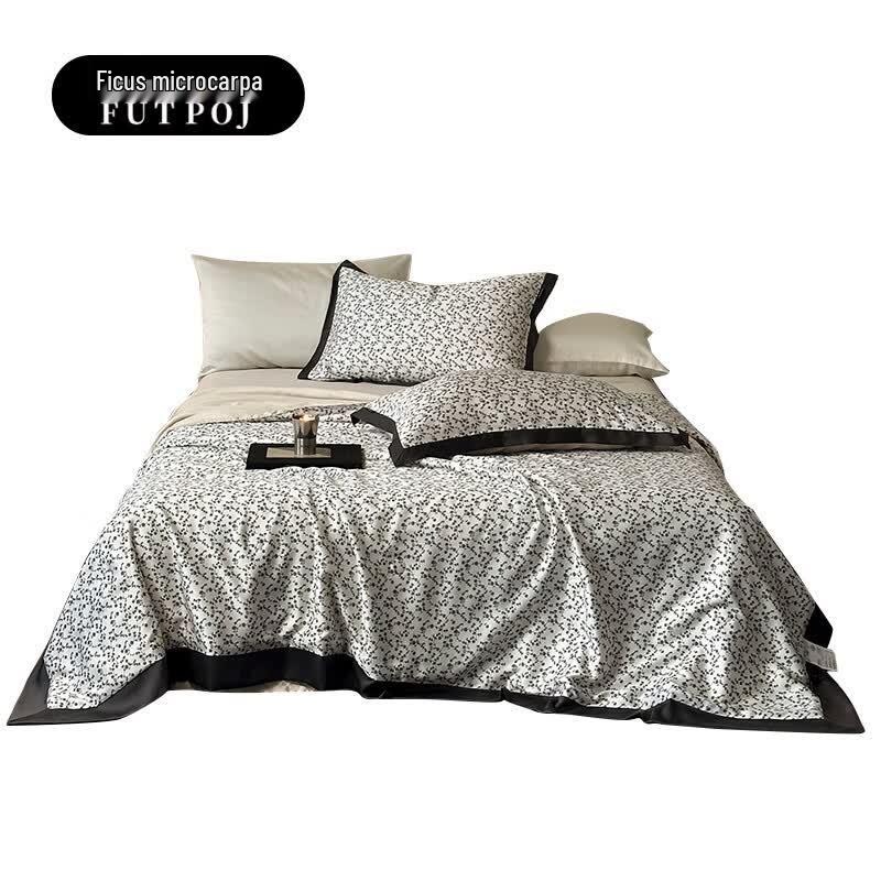 FZY260101 60S Lyocell Digital Print Love Letter Summer Quilt Four-Piece Set темно серый