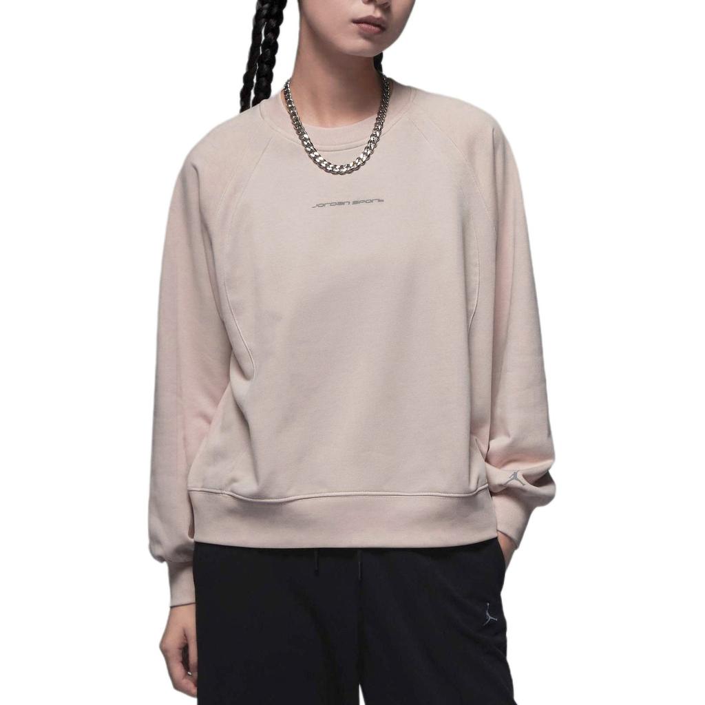 Jordan Dri-Fit Solid Casual Quick-Drying Knit Crew Neck Long Sleeve Sweatshirt Women Tops Particle-Beige Stealth-Gray FN5123-207