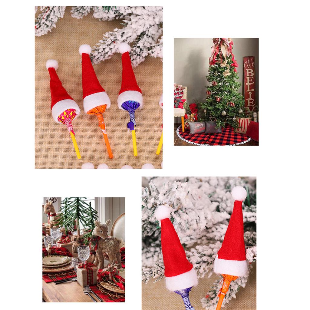 Vánoční lízátková čepice Látková Mini čepice Santa Clause Vánoční obal na lízátko k dekoraci kanceláře, auta Vánoční lízátková čepice