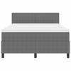 Box Spring Bed in Light Grey and White 140 x 190 cm Cord Fabric