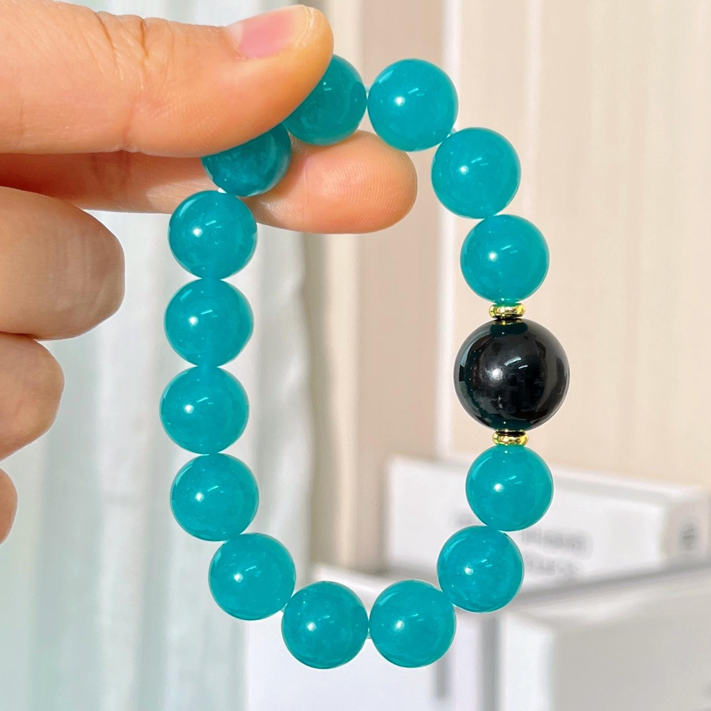 12Mm Design Imitation Tianhe Stone Natural Obsidian Bracelet