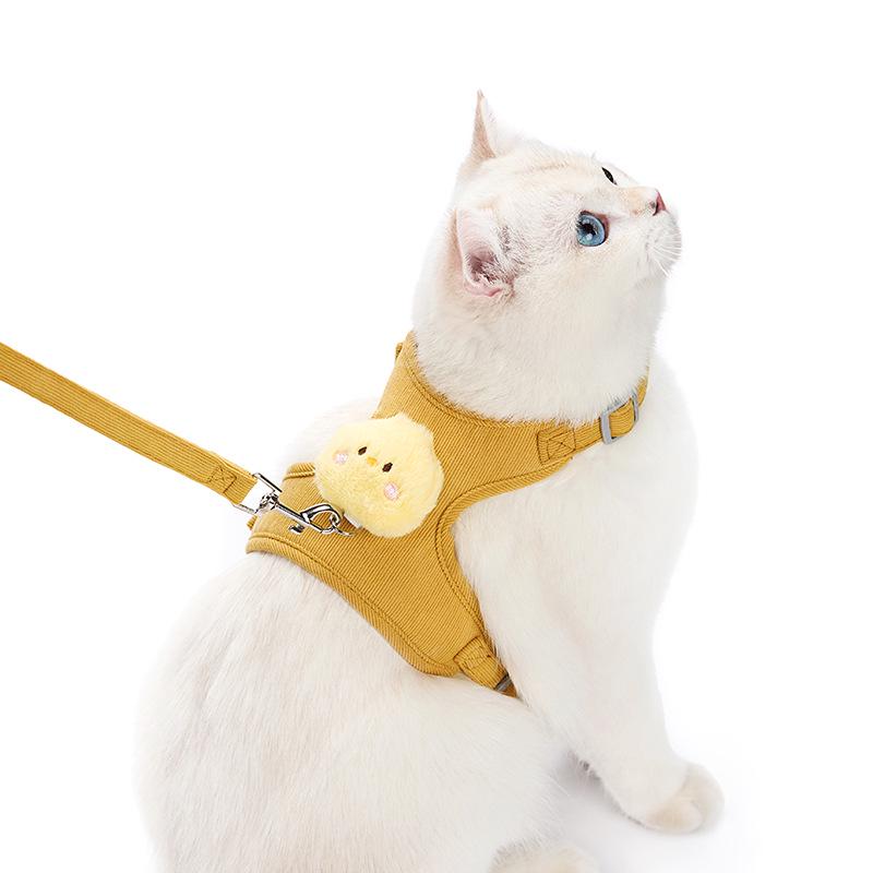 Cartoon Cat Anti-Escape Harness Vest for Small Dogs - Outdoor Leash
