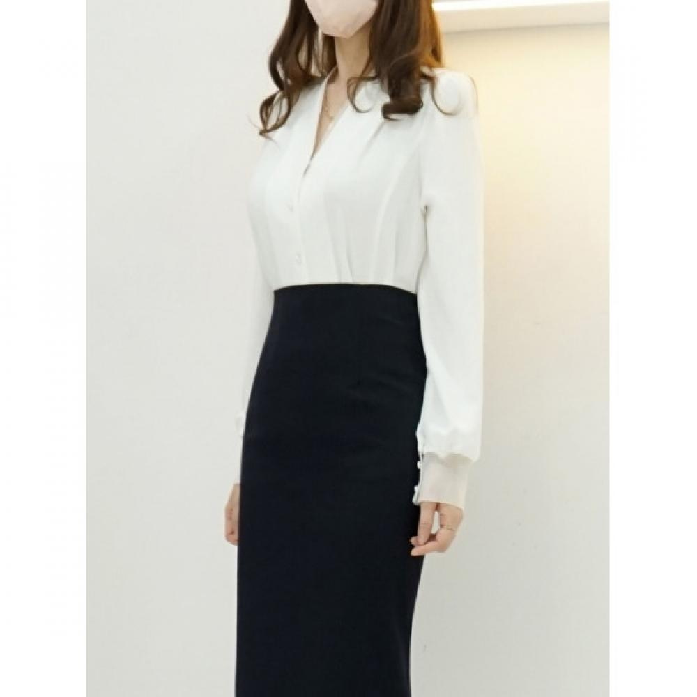 Style Latte Women Chiffon Blouse Organza Trimming V Neck