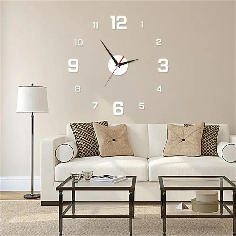 Digital Clock Luminous Modern Watches Home Decoration Diy Living Room Families Wall Decor Stereo Frameless Bedroom Clocks Garden