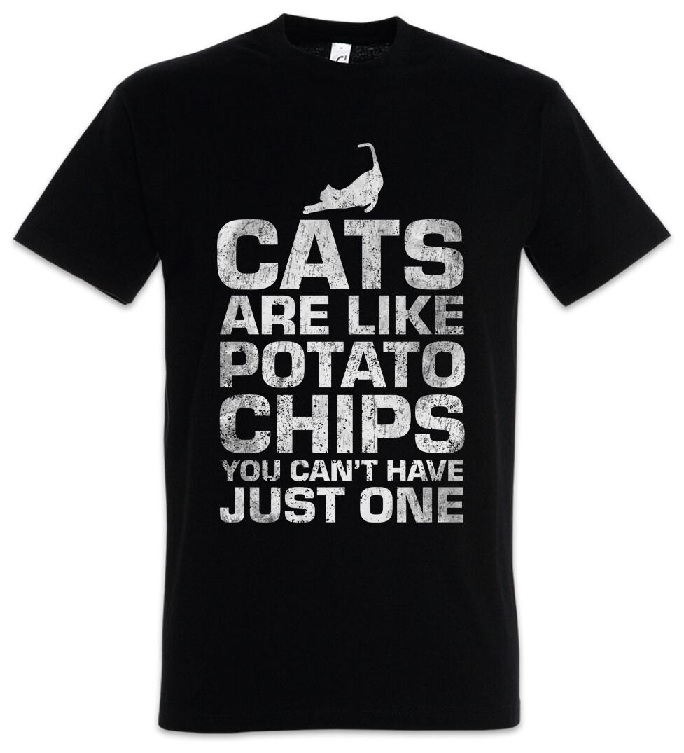 Cats Are Like Potato Chips Herren T-Shirt You Can t Have Just One Cat Katze XXL