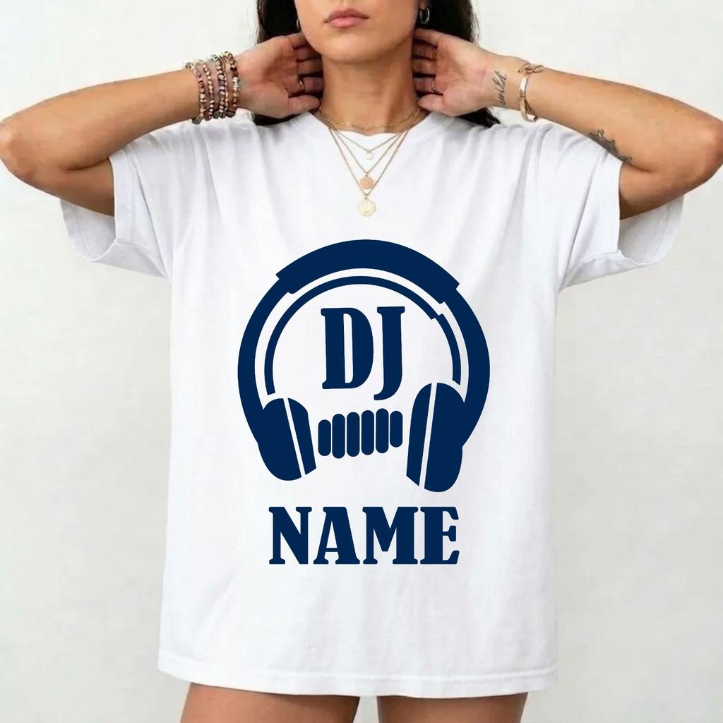 Personalized DJ Unisex T-Shirt - Custom Name Music Headphones Disc Jockey Gift