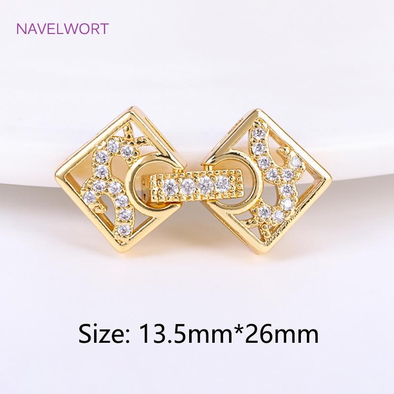 

18K Gold Plated Square Pearl Clasp Connector For Bracelet Necklace Making,Inlaid Zircon Heart Connector,DIY Handmade Crafts 1 piece