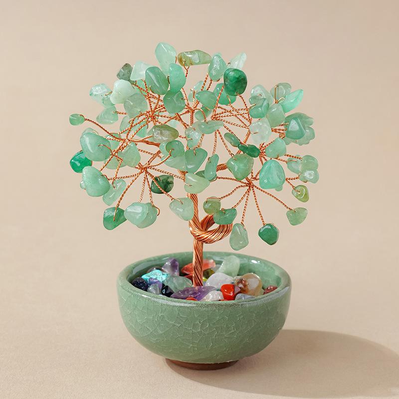 Natural Crystal Wealth Tree, Treasure Bowl, Teacup Base, Citrine Tree, Home Desktop Crystal Tree Ornament.