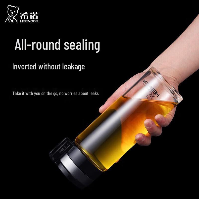 Heenoor Portable Glass Water Bottle with Tea Infuser and Handle