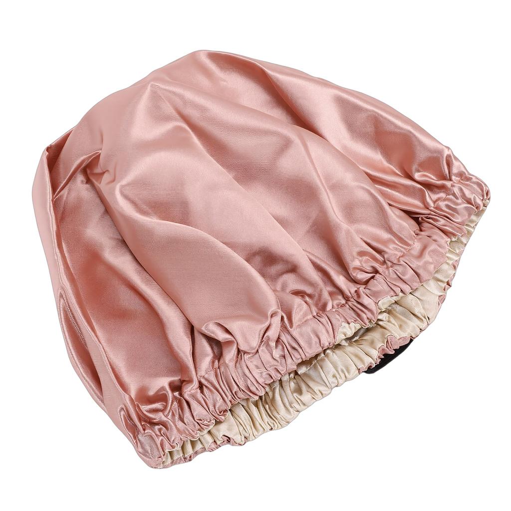 Sleep Cap Double Layer Adjustable Champagne and Beige Slick Finish Breathable Night Sleeping Hair Bonnet
