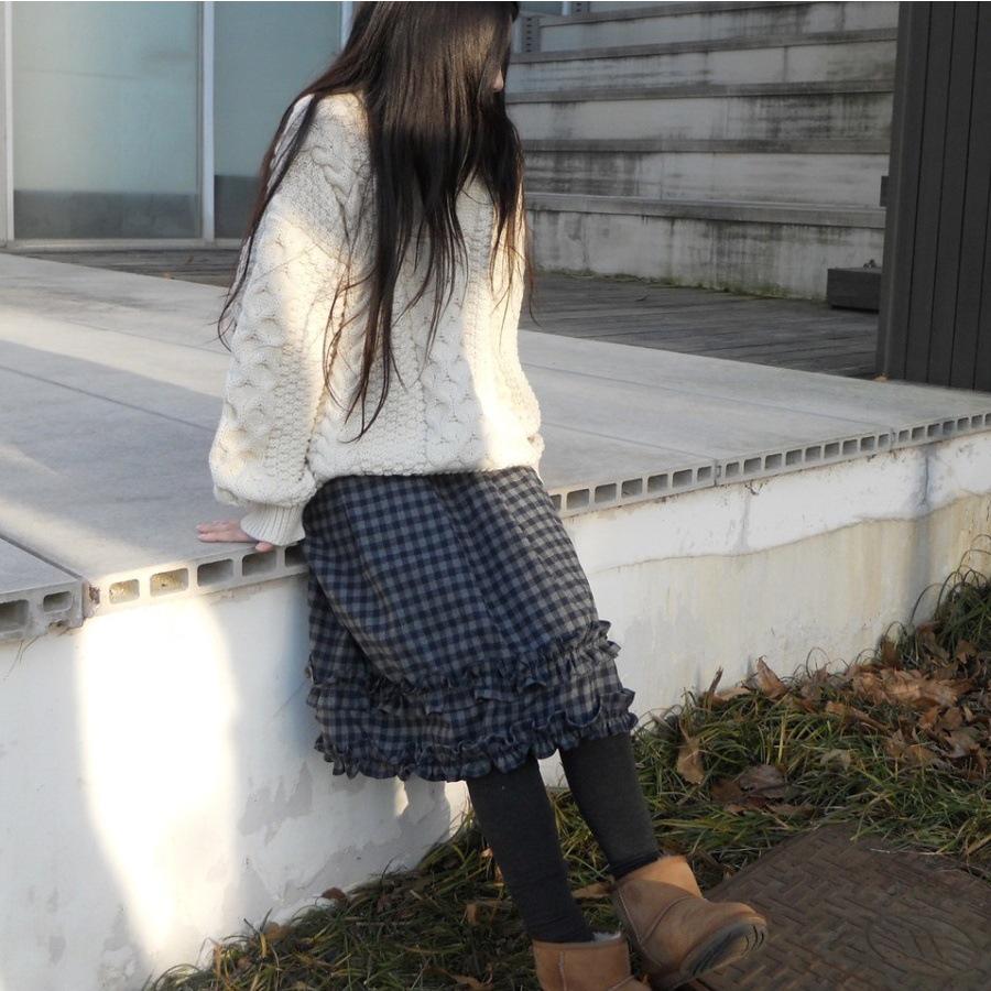 Korean Retro Plaid Ruffle Midi Skirt with Elastic Waist - Women's New Arrival