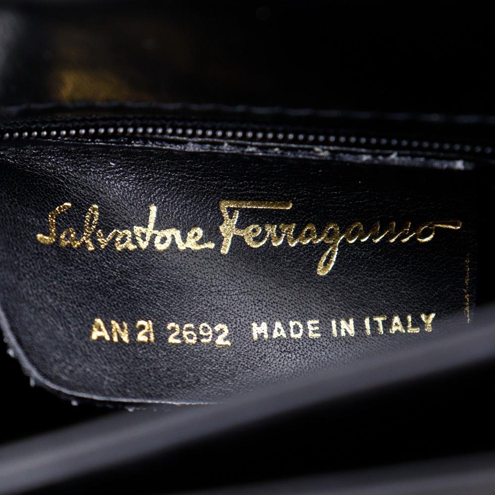 Salvatore Ferragamo Gancini Shoulder Bag Black Calfskin Women Used