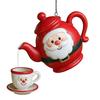 Yousheng Christmas Teapot Ornament Holly Vintage Tea Cups And Pot Set Xmas Tree Hanging Ornaments 2D Acrylic Teapot Decor with Pouring Tea Effect