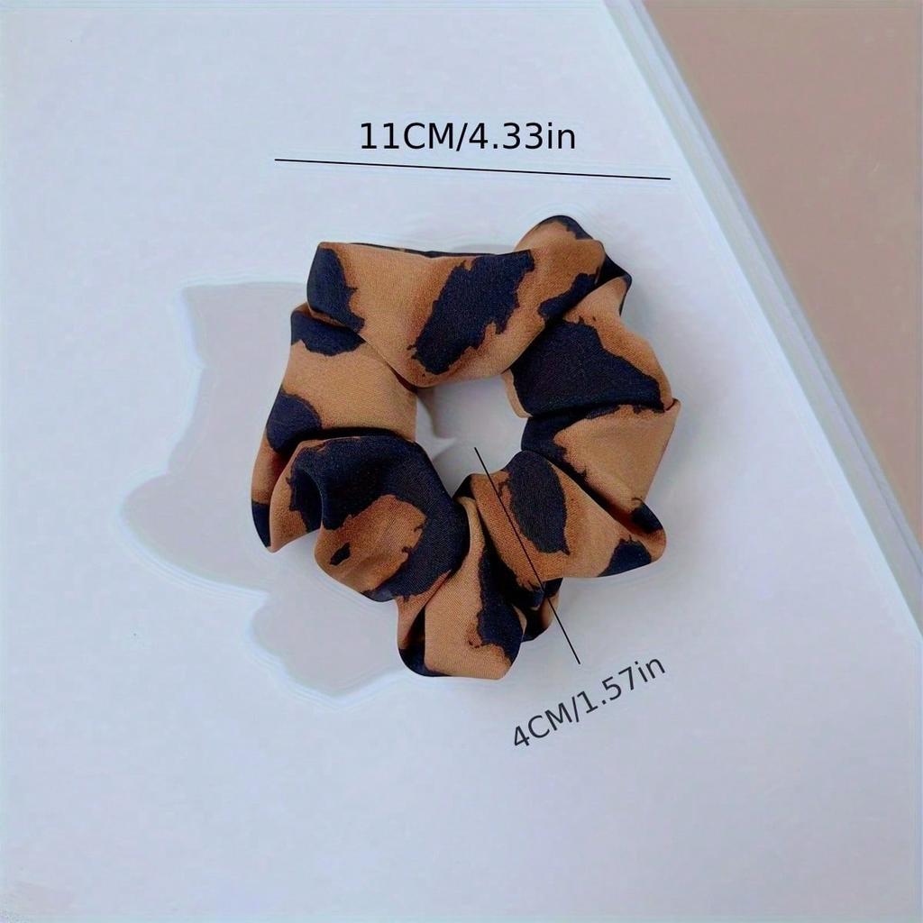 Boho Chic Leopard Print Scrunchies - Vintage Style Elastic Ponytail Holders for Women, Perfect for Beach & Summer Hairstyles