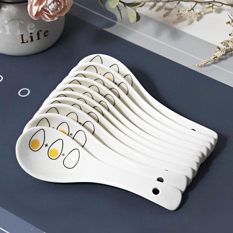 

Ceramic Chinese Style Small Spoons Set of 10