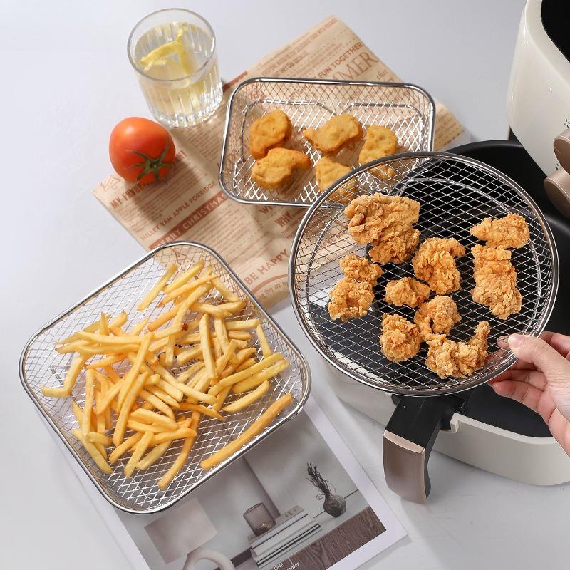 304 Stainless Steel Air Fryer Accessories Cooking Rack Grill Mesh Oil Drip Tray Baking Rack