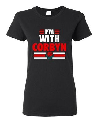 Damen Ich bin mit Corbyn Politiker Wahlkampf Unterstützung DT T-Shirt Tee Unisex T-Shirt