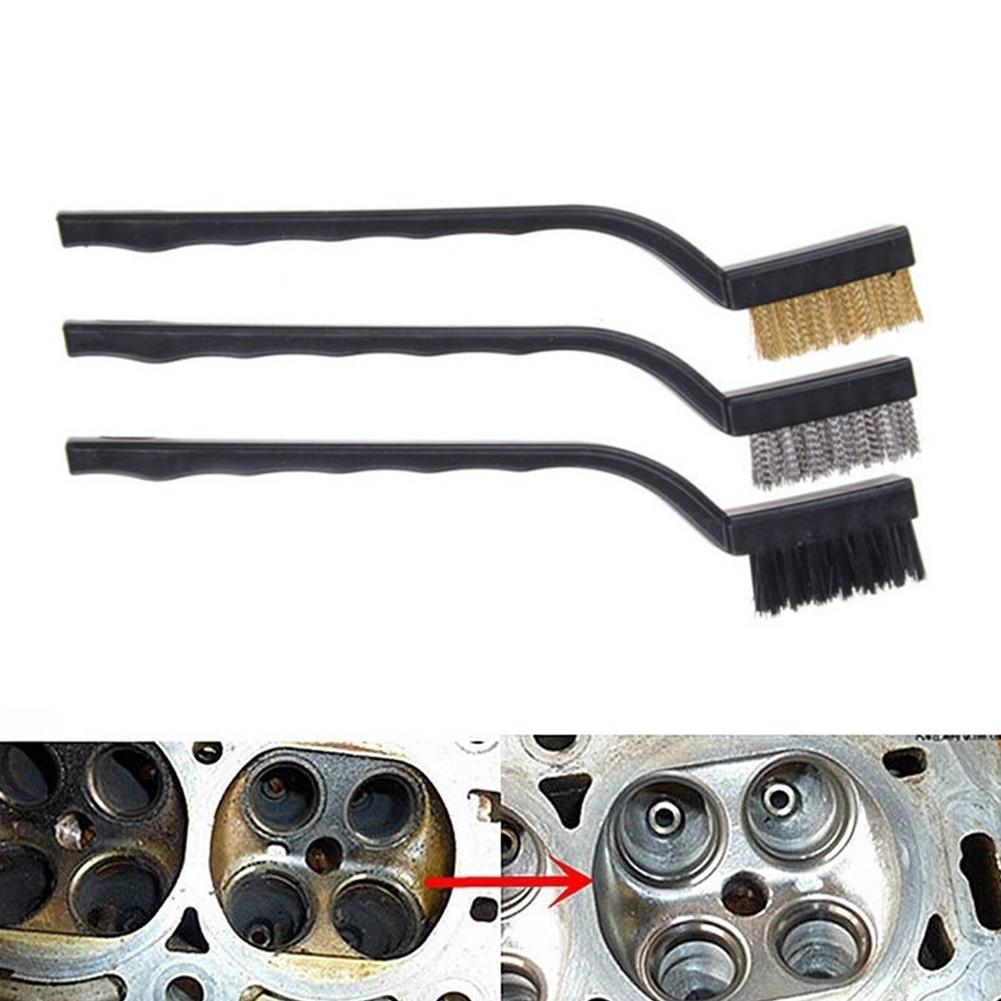1PC/3pcs 17cm Stainless Steel Copper Nylon Wire Brush Rust Scrub Remove Cleaning Tools Manual Cleaning And Maintenance Tool