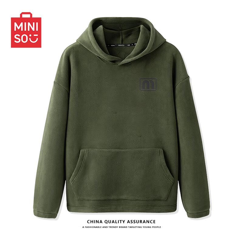 

MINISO Men s Double-Sided Fleece Lined Hooded Sweatshirt 3XL