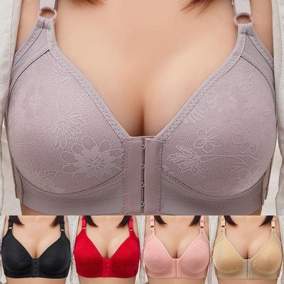 Front Buckle Bra Thin Section Sexy Breathable No Steel Ring Side Collection Underwear Women Gather Adjustable Bra