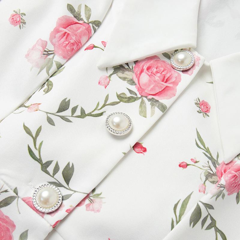 Summer Print Puff Sleeves Ruffled Dress Women's V-Neck High Waist Pearl Buttons Mini Dress Female Casual Vacation Fashion Dress