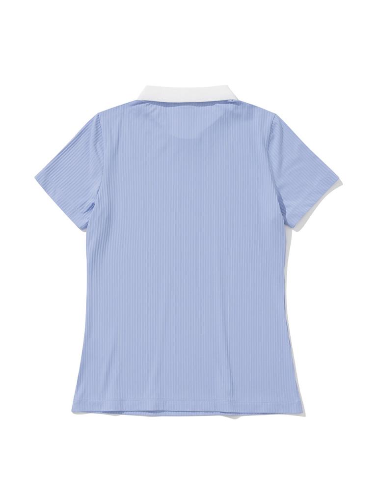 20TH HOLE Women'S Ribbed Yoko Color Block Embroidered Short Sleeve Collared T-Shirt [Sora]