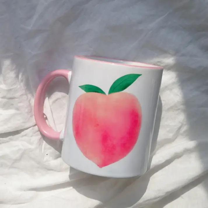 Creative Cute Mug Strawberry Peach Ceramic Water Cup Milk Cup Coffee Cup Juice Cup