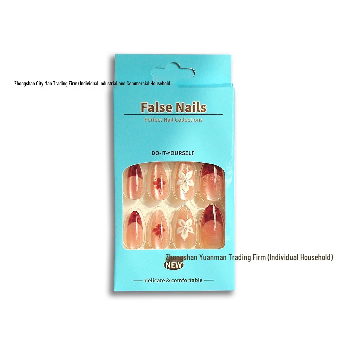Retro Floral Cat Eye Detachable Nail Art - European & American Style