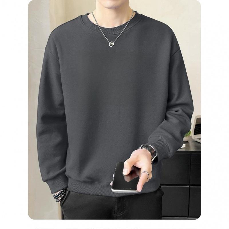 Men's Fleece Lined Crew Neck Sweatshirt Loose Fit Warm Casual Pullover