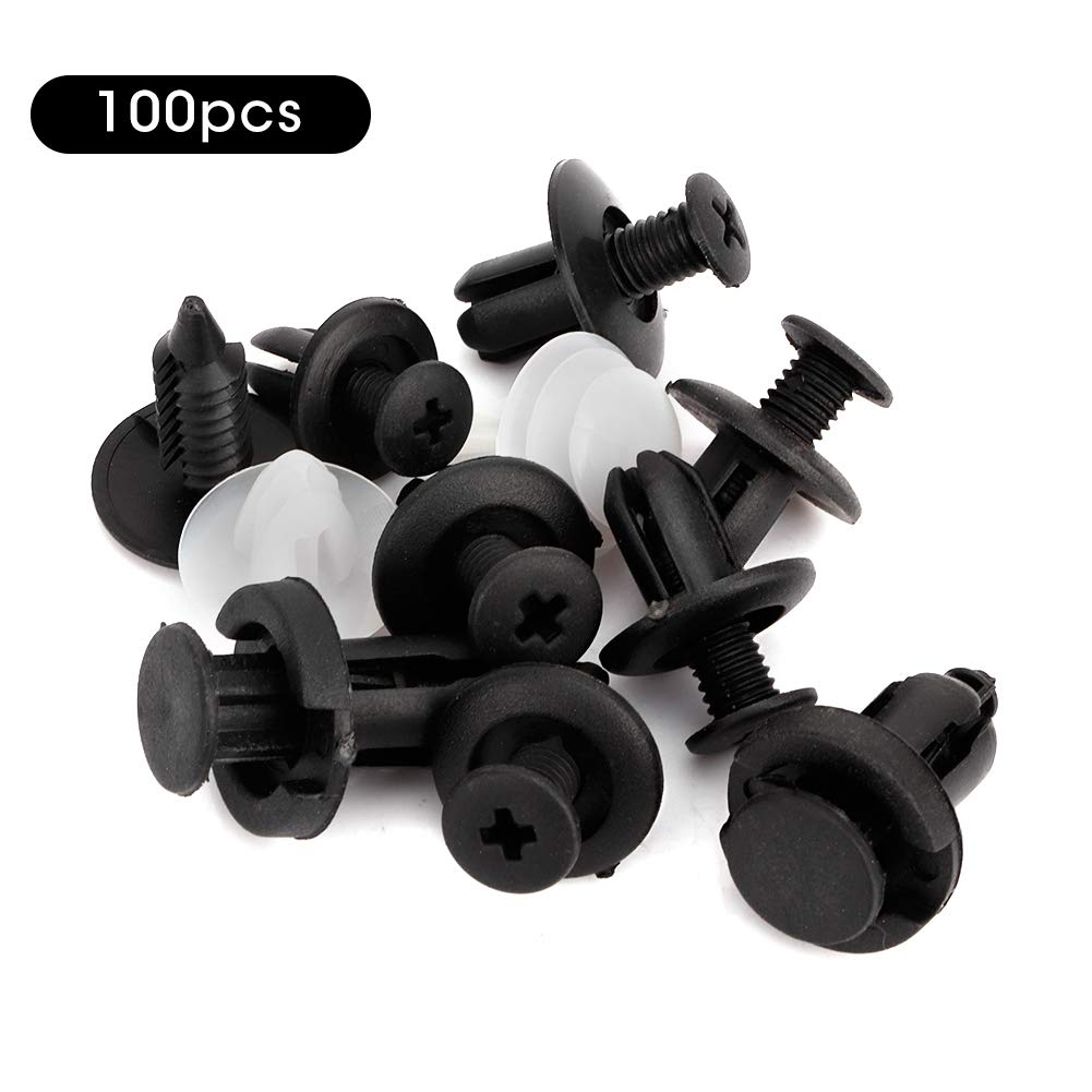 Acouto Car Plastic Hole Plug Assortment,100 Pcs Universal Car Door Card Panel Trim Clips Bumper Fastener Retainer Push Rivet Kit