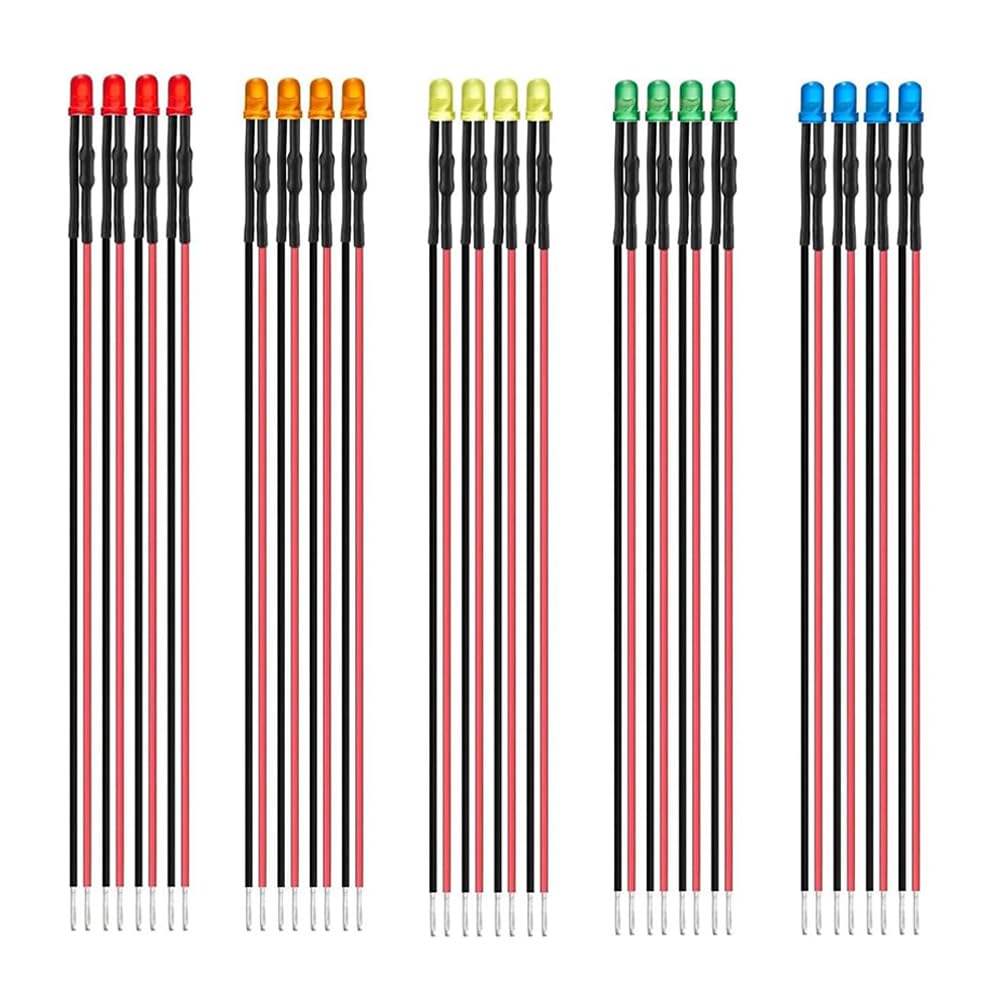 

Set of 3mm 12V LEDs with 5 Colors for LED Line LED Line Cable and Indicator Perfect for Toy Model and Building 20-Piece Wiring, Available, Lights,