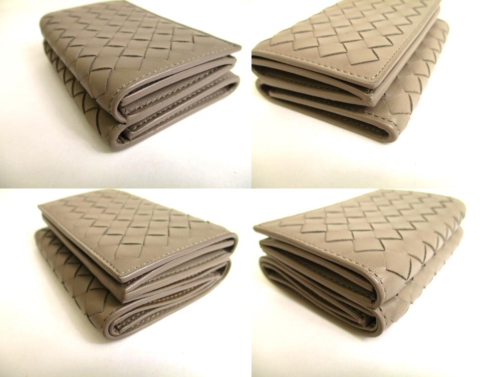 Authentic BOTTEGA VENETA Intrecciato Beige Leather Trifold Wallet Compact Wallet #9696  Refurbished