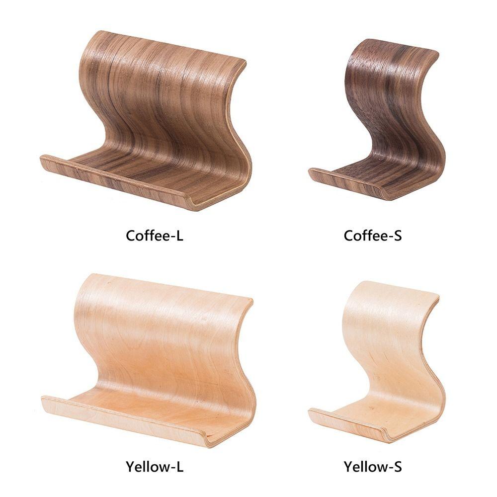 Wood Tablet Stand Yellow Coffee Phone Stand Simple Display Rack  Desktop Ornament