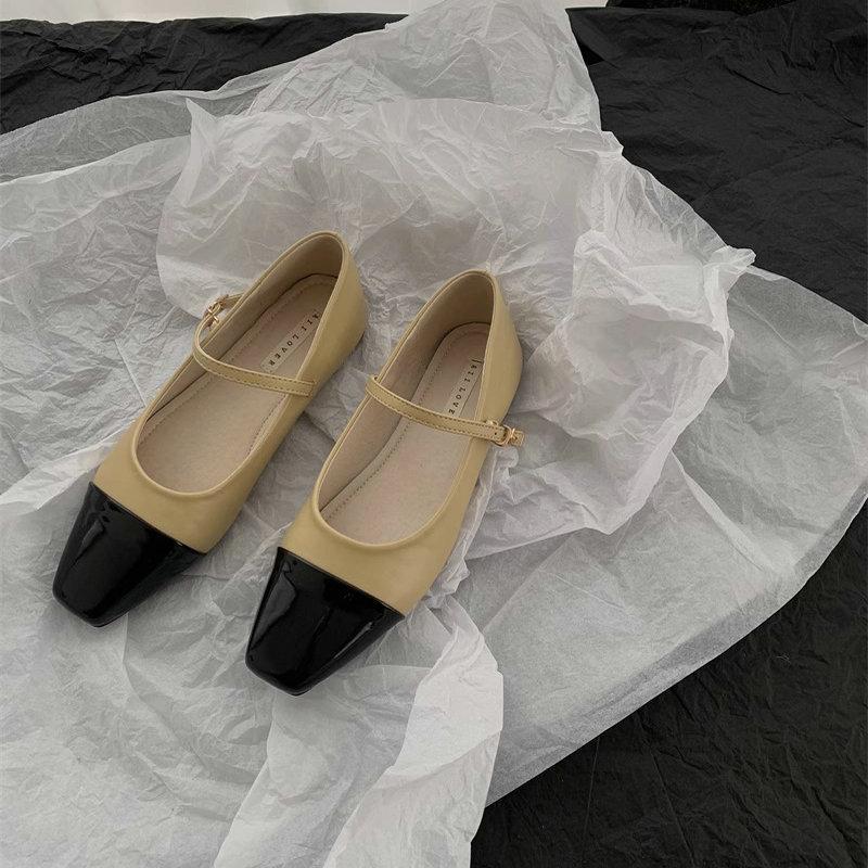 Fashion Flat Shoes for Women 2025 Spring and Autumn Mary Jane Shoes for Women French Square Toe Flat Women's Shoes Plus Size 41 42 43