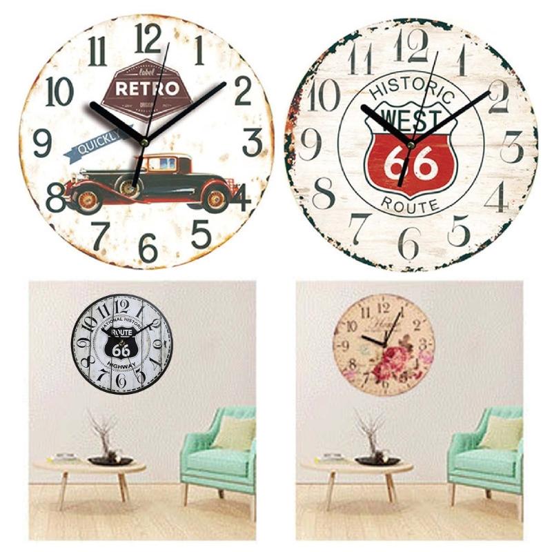 Wood Color Wall Clock Silent Non Ticking 9 Inch Battery Operated Round Easy To Read Clock for Home/Office/Kitchen