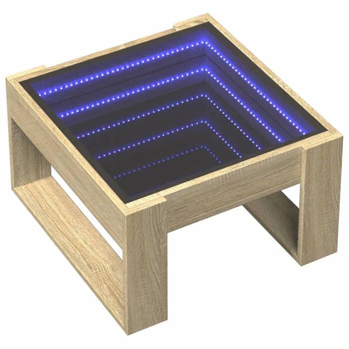 VidaXL Table basse avec LED infini chêne sonoma 50x53x30 cm, table d'appoint, table de salon, table latérale, bout de 847625