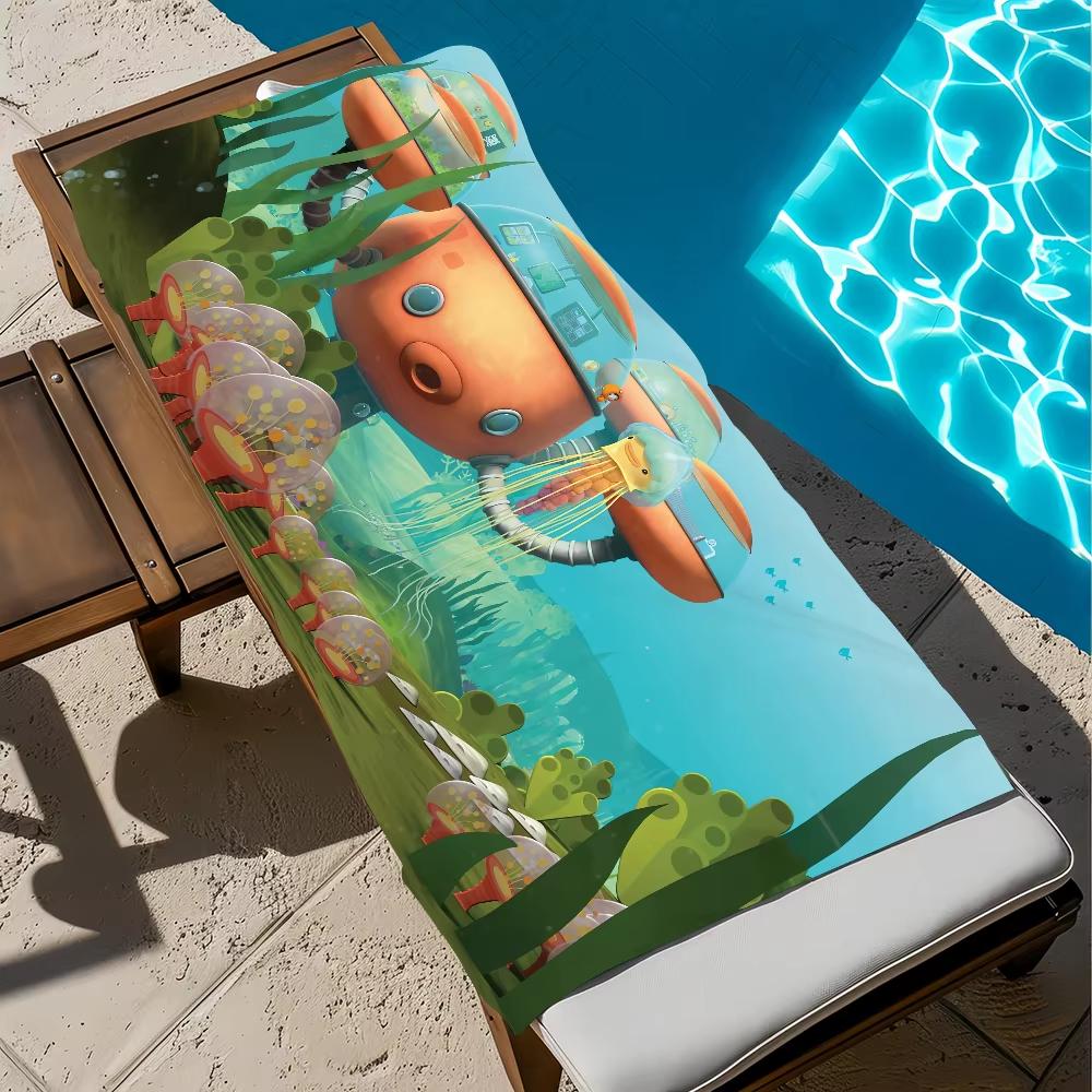 Cute Sea Rescue Team Beach Towel Flat Print Polar Bear Penguin Cat Underwater Adventure Microfiber Towel for Kids Gift Pool