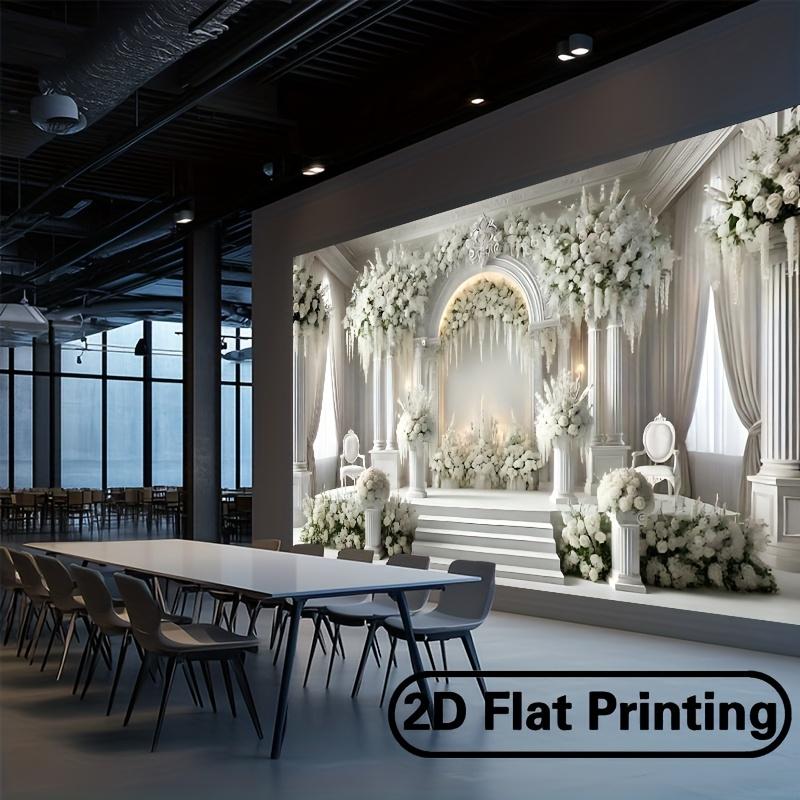 2D Flat 1 Piece Elegant White Floral Arch Party Banner Versatile Indoor and Outdoor Decoration No Need for Electricity