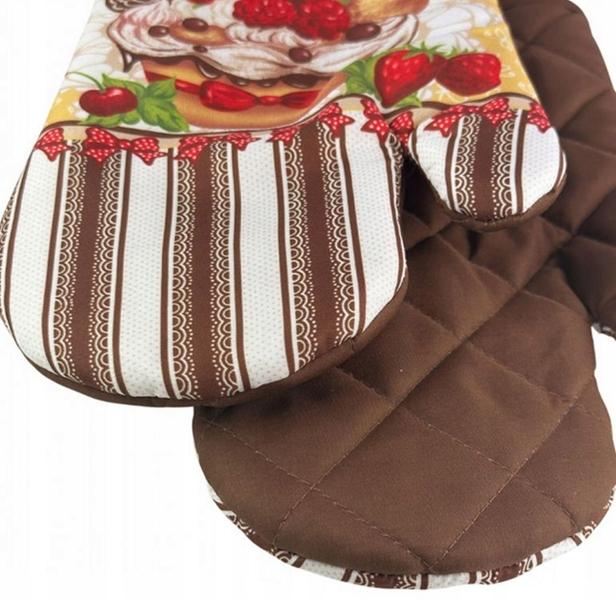 Rękawice kuchenne z magnesem 2 szt. Motyw deseru, ochrona do 250°C