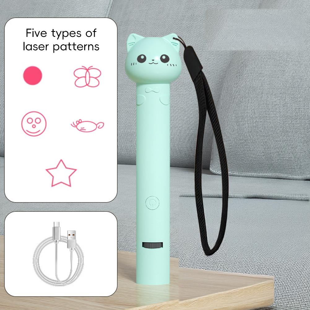 

Интерактивная игрушка для кошек с красной точкой, безопасная, с USB-зарядкой, игрушка-дразнилка 3 в 1 для котят, портативная палочка-дразнилка для кошек, забавная игрушка-лазерная указка для кошек зелёный